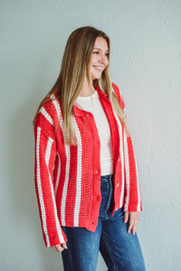 Swiss Stripe Scarlet Sweater