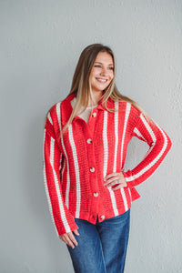 Swiss Stripe Scarlet Sweater