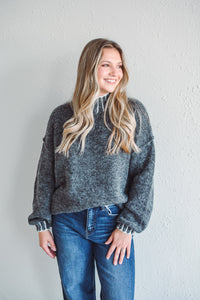 Grey Threaded Contrast Sweater