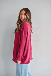 Holly Cabernet Brushed Sweater