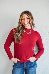 Basic Burgundy Mock Neck