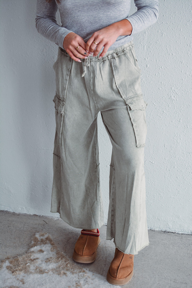 Mineral Washed Olive Pants