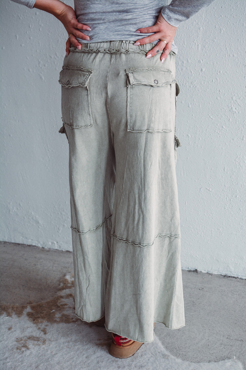 Mineral Washed Olive Pants