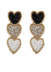 Three Heart Beaded Earrings