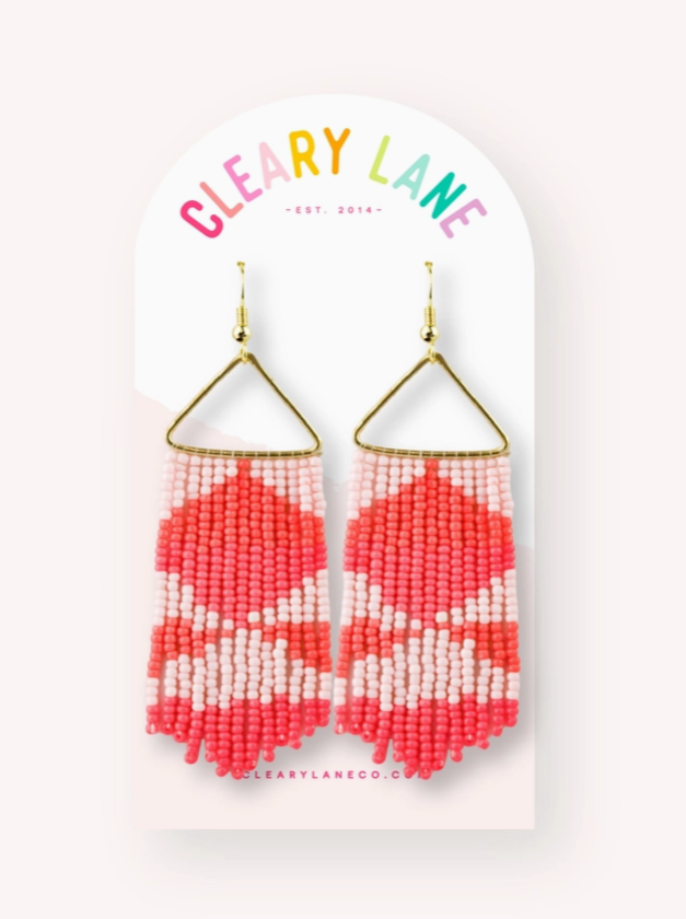 Pink Aztec Beaded Earrings