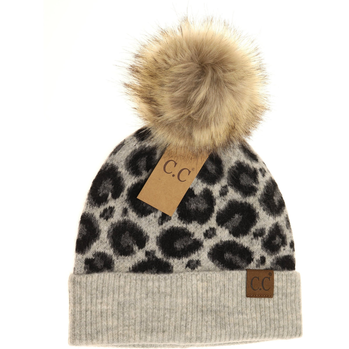 Leopard Pom Beanies - Rhinestones and Roses